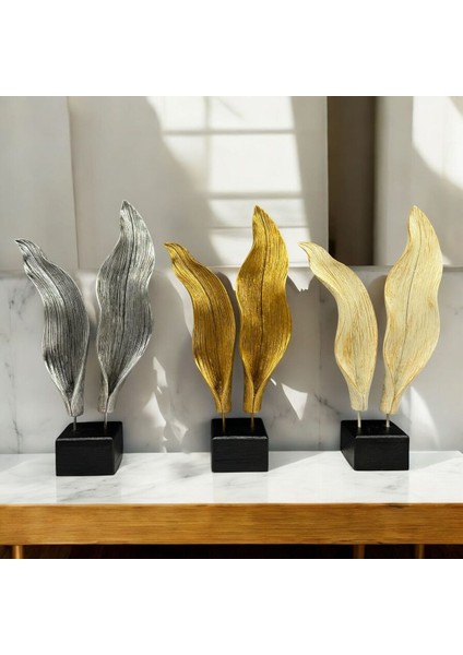 Dekoratif Polyester Ikili Yaprak Aksesuar Gümüş Eskitme