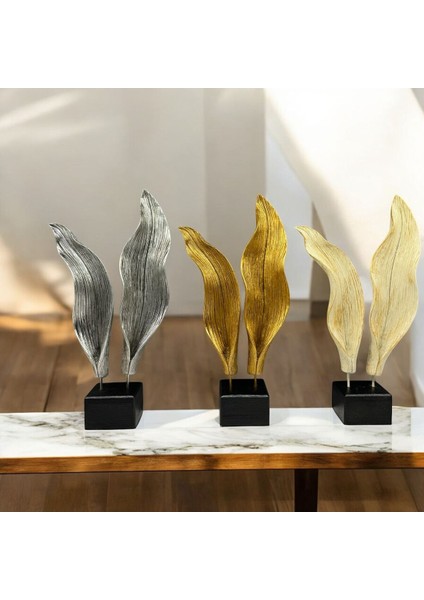 Dekoratif Polyester Ikili Yaprak Aksesuar Gümüş Eskitme