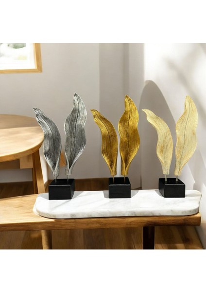 Dekoratif Polyester Ikili Yaprak Aksesuar Gümüş Eskitme