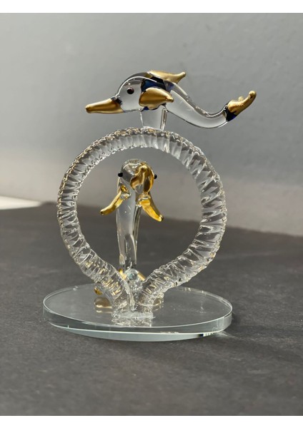 Dekoratif Kristal Cam Ikili Zıplayan Yunuslar Gold fiyatları
