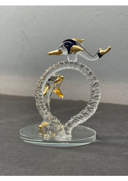 Dekoratif Kristal Cam Ikili Zıplayan Yunuslar Gold modelleri