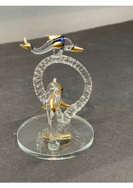 Dekoratif Kristal Cam Ikili Zıplayan Yunuslar Gold fırsatları