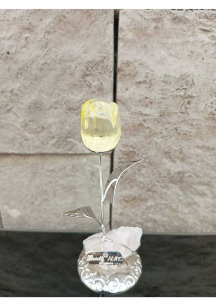 Kent Dekor Dekoratif Metal Şeffaf Tekli Italyan Obje 1 Gül Sarı