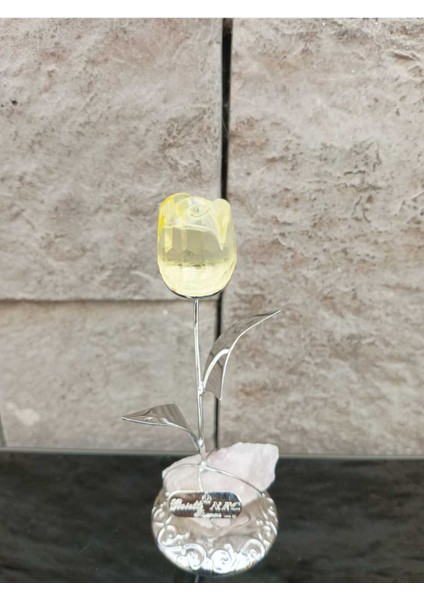 Kent Dekor Dekoratif Metal Şeffaf Tekli Italyan Obje 1 Gül Sarı fırsatları