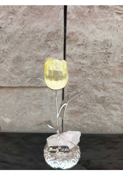 Kent Dekor Dekoratif Metal Şeffaf Tekli Italyan Obje 1 Gül Sarı