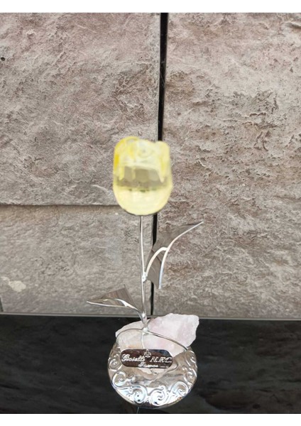 Kent Dekor Dekoratif Metal Şeffaf Tekli Italyan Obje 1 Gül Sarı