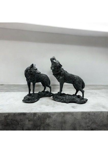 Dekoratif Polyester Ikili Kurt Biblo Antrasit Koyu Gri indirimleri