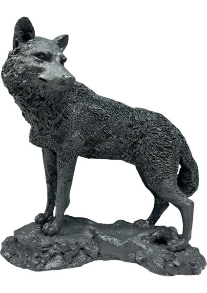 Dekoratif Polyester Ikili Kurt Biblo Antrasit Koyu Gri