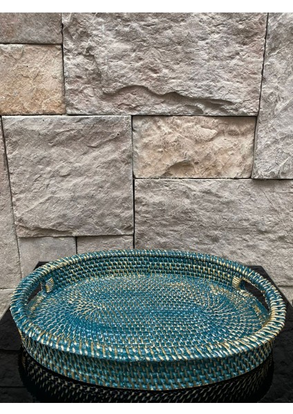 Dekoratif Polyester Üçlü Elma-Armut-Tepsi Set Koyu Yeşil Gold Eskitme fırsatları