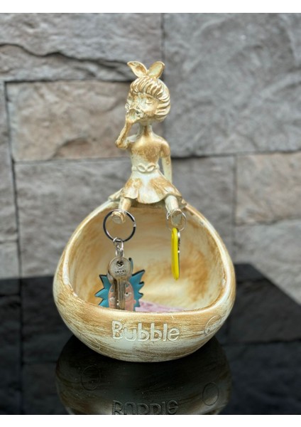 Dekoratif Polyester Çerezlik&telefonluk Biblo Krem Gold Eskitme modelleri