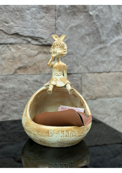 Dekoratif Polyester Çerezlik&telefonluk Biblo Krem Gold Eskitme fırsatları