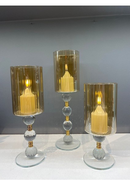 Dekoratif Kristal Cam Üçlü Boru Şamdan Gold fiyatları