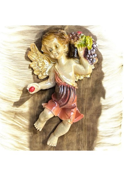 Dekoratif Polyester Duvara Asmalı Tekli Melek Biblo Turuncu 4