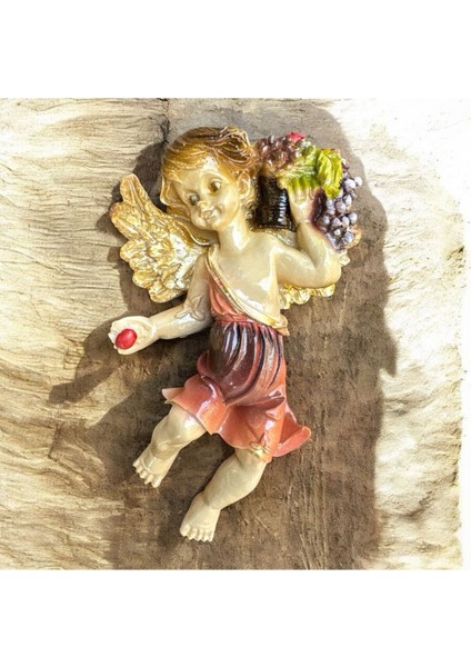 Dekoratif Polyester Duvara Asmalı Tekli Melek Biblo Turuncu 4