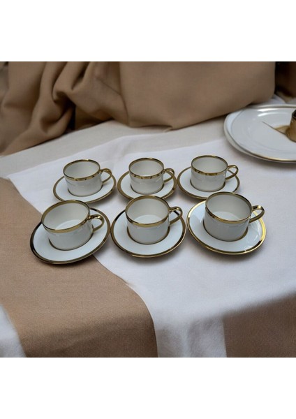 Bambum Vibe Porselen 6 Kişilik Çay Fincan Takımı Altın Desenli modelleri