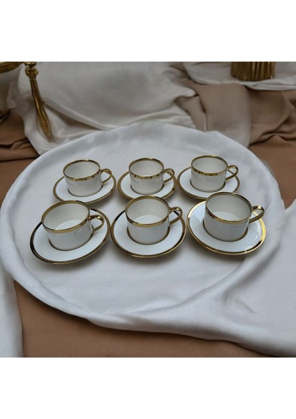 Bambum Vibe Porselen 6 Kişilik Çay Fincan Takımı Altın Desenli fırsatları