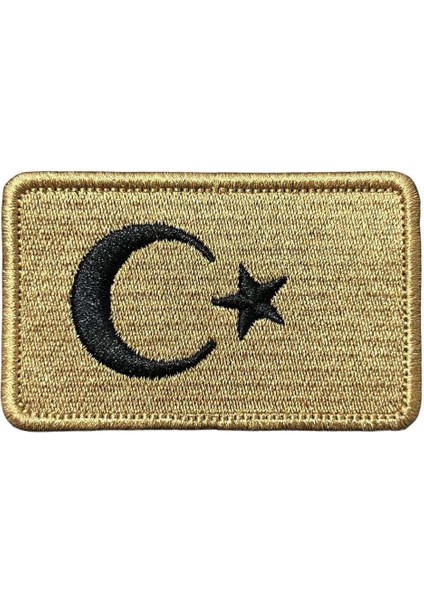 Tan Rengi Türk Bayrağı Patch Peç Arma - 8x5 cm