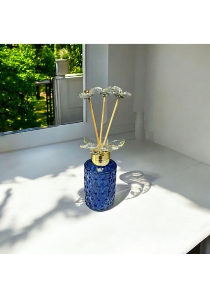 Dekoratif Kristal Cam Silindir Oda Koku Şişesi Mavi Gold fiyatları