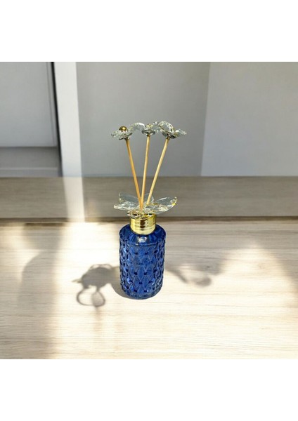 Dekoratif Kristal Cam Silindir Oda Koku Şişesi Mavi Gold fırsatları