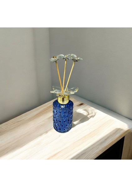 Dekoratif Kristal Cam Silindir Oda Koku Şişesi Mavi Gold indirimleri