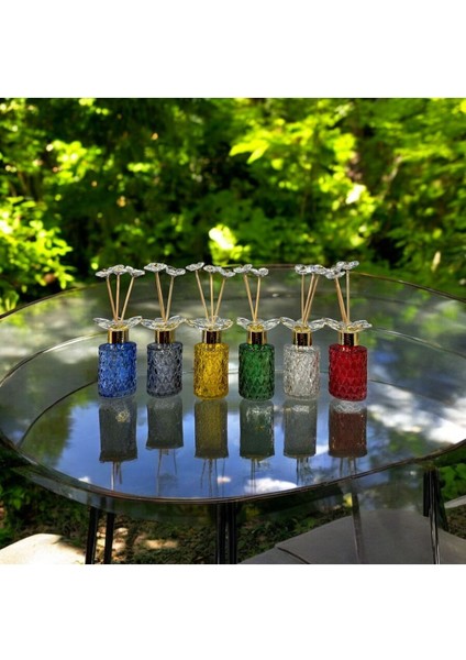 Dekoratif Kristal Cam Silindir Oda Koku Şişesi Mavi Gold