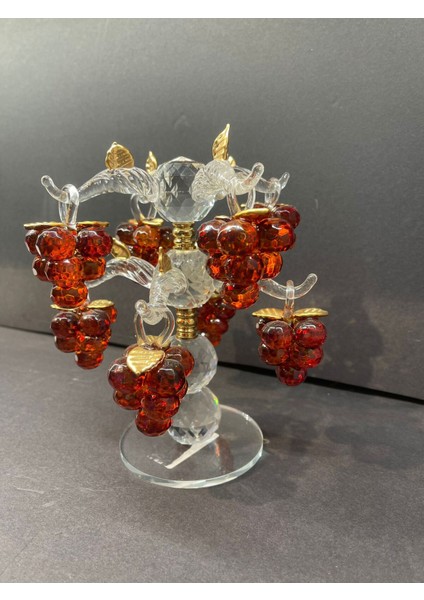 Dekoratif Kristal Cam Sekizli Salkım Üzüm Turuncu Gold