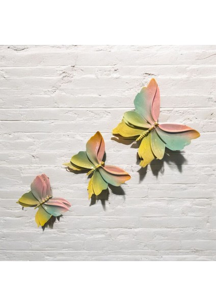 Dekoratif Polyester Duvara Asmalı Üçlü Kelebek Sarı Yeşil indirimleri