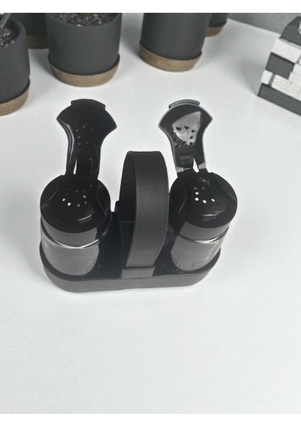 Standlı Cam Tuzluk-Karabiberlik Seti Siyah fiyatları