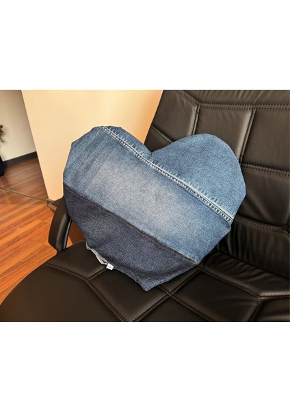Kalp Şeklinde El Yapımı Sürdürülebilir Denim Kırlent Kılıfı modelleri