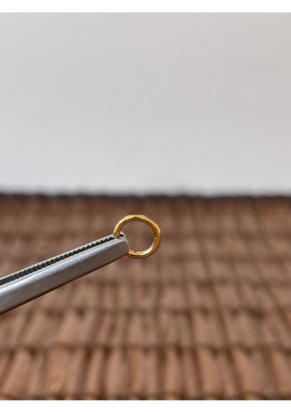 316 L Cerrahi Çelik Anti Alerjik Kesme Baklava 6 mm x 1.2mm Altın Kilitli Halka Piercing