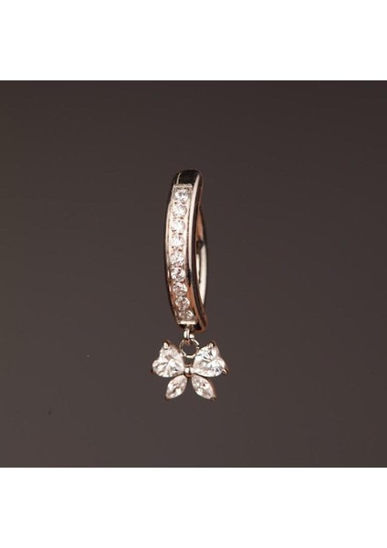 Fiyonk Sallantılı Zirkon Titanyum Klips Göbek Piercing Ultraliğht 10 mm Titanyum Göbek Piercingi