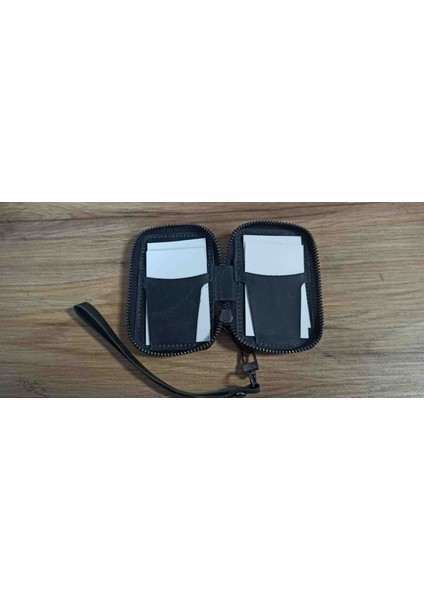 Gerçek Deri Fermuarlı Koyu Gri Kartlık fiyatları