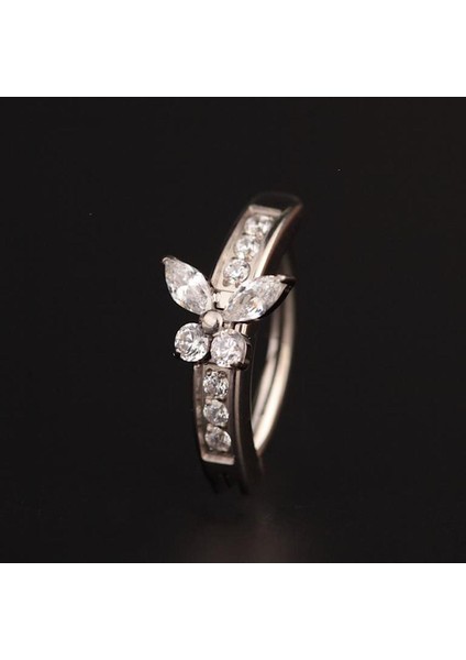 Zirkon Taş Kelebek Titanyum Göbek Piercingi Ultraliğht 10 mm Titanyum Göbek Piercingi