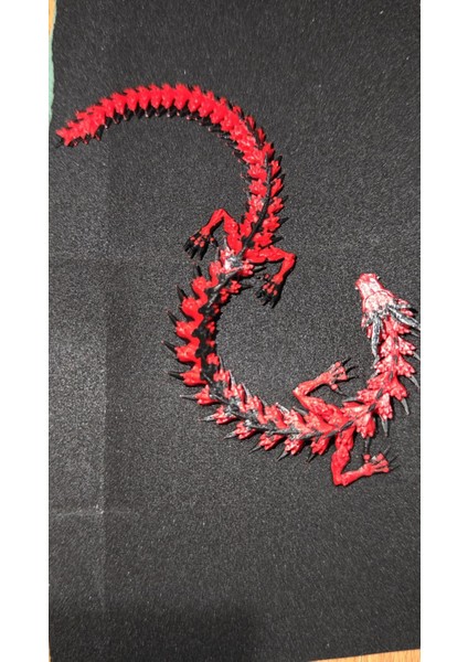 Ejderha Figürü Kırmızı Siyah Eklemli – 31 cm Detaylı 3D Tasarım – Koleksiyonluk ve Dekoratif Model