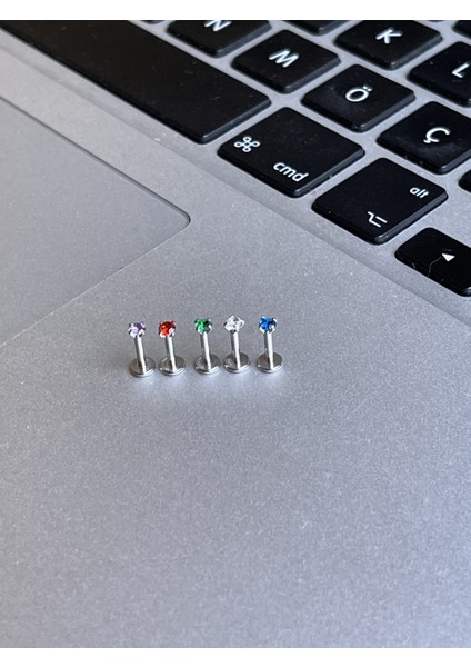 Medikal Çelik Şık Dudak Kıkırdak Helix Tragus Piercingi yeşil Taşlı Piercing fiyatları