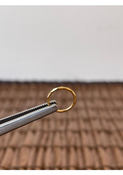 316 L Cerrahi Çelik Anti Alerjik Kesme Baklava 10 mm x 1.2mm Altın Kilitli Halka Piercing