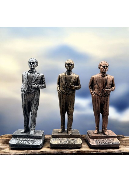 Dekoratif Polyester Atatürk Heykeli 20 cm Gold Eskitme