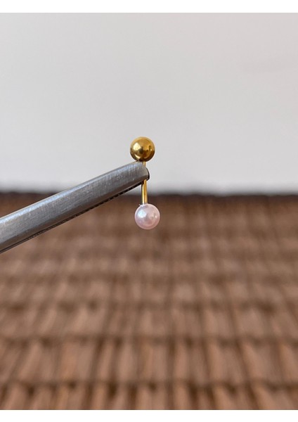 316 L Cerrahi Çelik Anti Alerjik 8 mm Incili Kıkırdak Helix Tragus Piercingi