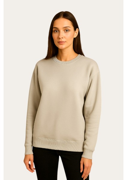 Unisex Oversize % 100 Pamuk Içi Polarlı Yumuşak Dokulu Basic Sweatshirt fiyatları