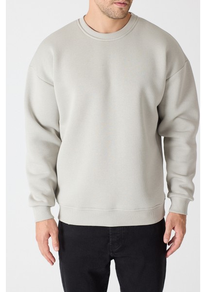 Unisex Oversize % 100 Pamuk Içi Polarlı Yumuşak Dokulu Basic Sweatshirt fırsatları