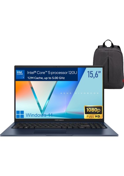 Vivobook 15 X1504VA-NJ3665 P6 Intel Core 5 120U 24GB 1tb SSD WIN11 Pro 15.6" Taşınabilir Bilgisayar Çanta Hediyeli