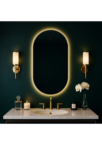 Oval LED Ayna – Japandi Tarzı Yumuşak Işıklı Duvar Aynası fiyatları