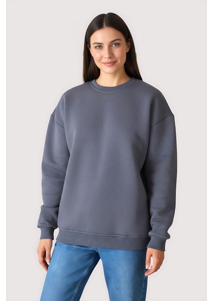 Unisex Oversize % 100 Pamuk Içi Polarlı Yumuşak Dokulu Basic Sweatshirt fiyatları