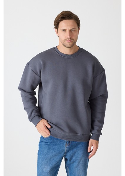 Unisex Oversize % 100 Pamuk Içi Polarlı Yumuşak Dokulu Basic Sweatshirt fırsatları