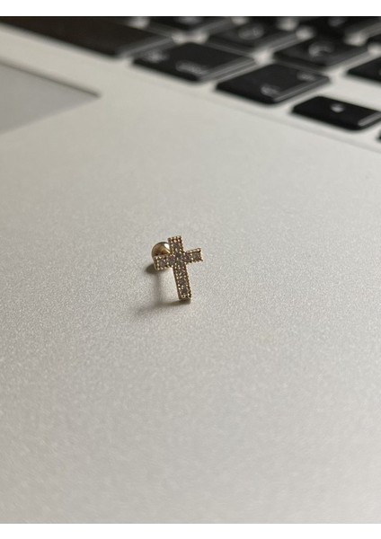 316 L Cerrahi Çelik Dudak Kıkırdak Helix Tragus Piercingi haç Detaylı Piercing