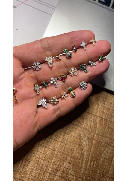 316 L Cerrahi Çelik Dudak Kıkırdak Helix Tragus Piercingi haç Detaylı Piercing modelleri