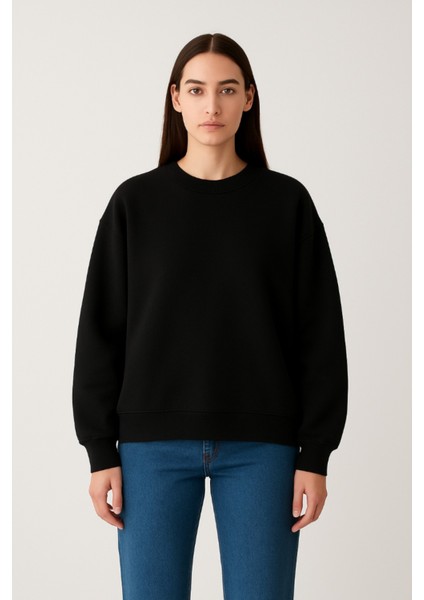 Unisex Oversize % 100 Pamuk Içi Polarlı Yumuşak Dokulu Basic Sweatshirt fiyatları