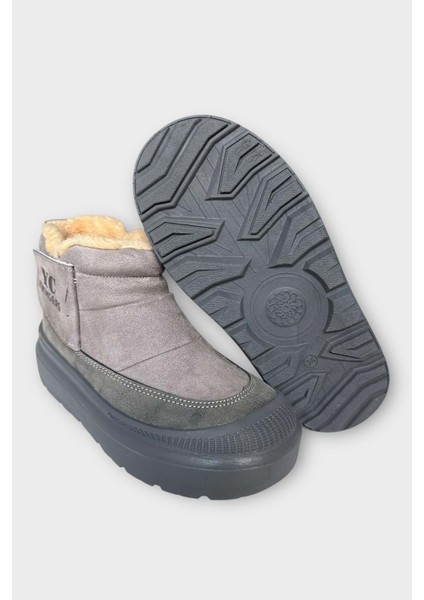 Nubuk Içi Kürklü Soğuğa Dayanıklı Kalın Taban Kadın Bot - Füme - 39 indirimleri