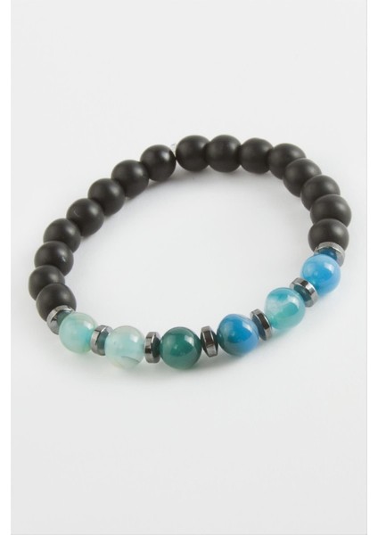 Sepetim Akik Onix Doğaltaş Bileklik-Mavi