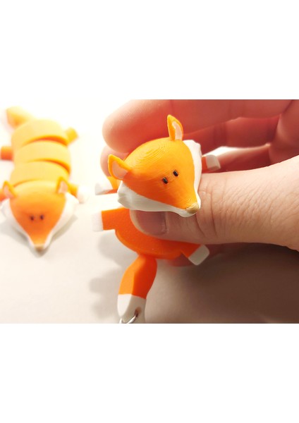 Sevimli Tilki Figürlü Anahtarlık – Hareketli Eklemli Tasarım – Tekli Koleksiyonluk Aksesuar